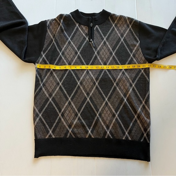 Studio By Omega 1/4 Zip Long Sleeve Pullover Argyle Sweater Size Medium - Picture 6 of 8